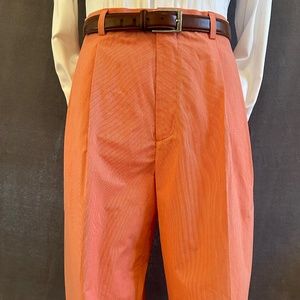 Henry Jacobson salmon cotton ‘needle cord’ slacks. 34/32.
